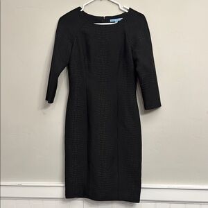 ANTONIO MELANI Black Sheath Dress Bateau Neck 3/4 Sleeve